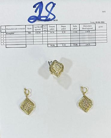 kulce qizil: Sırğa, Tiffany, Sarı qızıl, 585 Əyar, 5 g, Ünvandan götürmə — 5