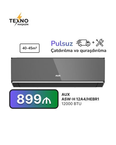 Kondisioner AUX, 40-45 kv. m, Split sistem, Kredit yoxdur, Pulsuz quraşdırılma