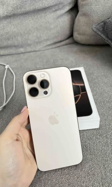 копия айфон 13 про макс: IPhone 16 Pro Max, Колдонулган, 256 ГБ, Алтын, Заряддоочу түзүлүш, Коргоочу айнек, Каптама, 99 %
