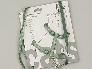 Zestaw zielonej uprzęży i smyczy dla kota marki For Pets. Uprząż jest