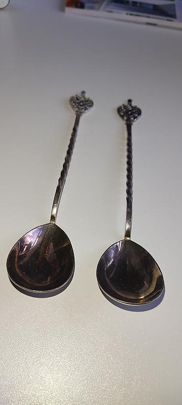 qasig: Gümüş çay qaşıqları dəsti (2 ədəd) - Material: 98 faiz tam gümüş — 9