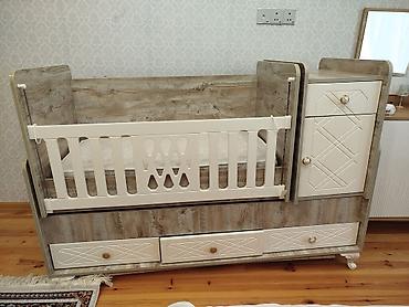 matras alti: Beşik-komod dəsti – çoxfunksiyalı - Material: ağac teksturalı laminat — 1