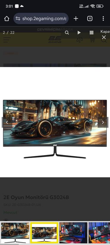 irsad notebook: 2E Gaming G3024B ultrawide monitor 30 inç VA panel 100hz 2560 × 1080