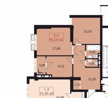 Продажа квартир: 2 комнаты, 64 м², Элитка, 9 этаж, ПСО (под самоотделку)