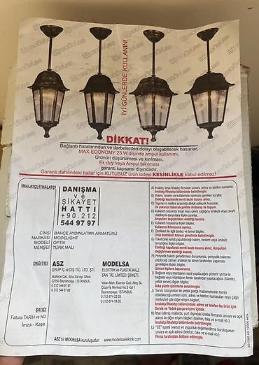 İşıqlandırma: Bağ işıqı Asılan, 23 Vt — 2