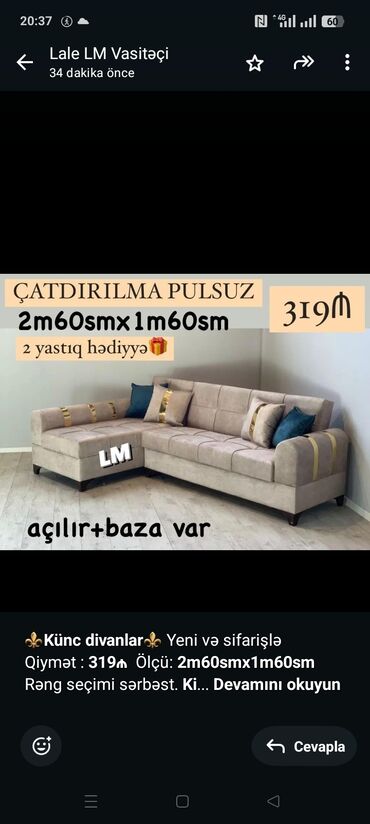 пуфик мебель: *⚜️Künc divanlar⚜️* Yeni və sifarişlə Qiymət : *319₼* Ölçü