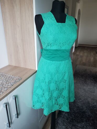 haljine trikotaza: S (EU 36), color - Green, Other style, Short sleeves