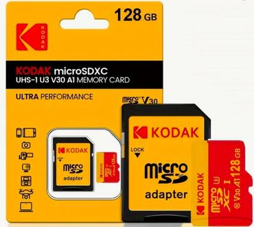 Mobil telefonlar üçün digər aksesuarlar: "Kodak" mikro kartı 64GB, 128GB KODAK Ultra MicroSDXC Kartı Adapter