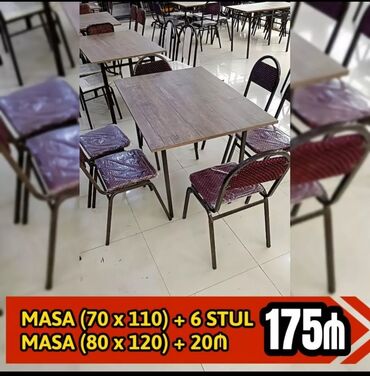 Masa və oturacaq dəstləri: Balkon üçün, Yeni, Açılmayan, Dördbucaq masa, 6 stul