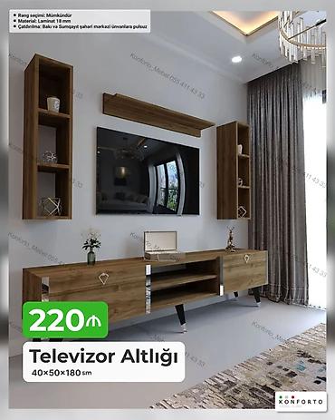 divar ref: Televizor altlığı və divar rəfi dəsti - Ölçü: 40 × 50 × 180 sm — 1