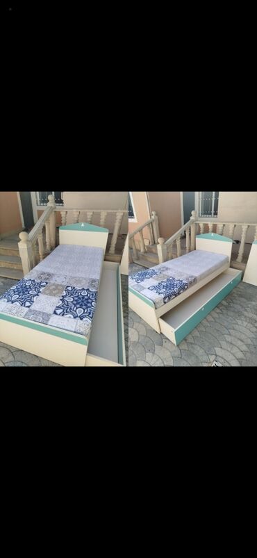 Полки: Б/у, Односпальная кровать, С матрасом, С выдвижными ящиками