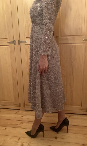 Haljine: S (EU 36), bоја - Siva, Koktel, klub, Dugih rukava — 5