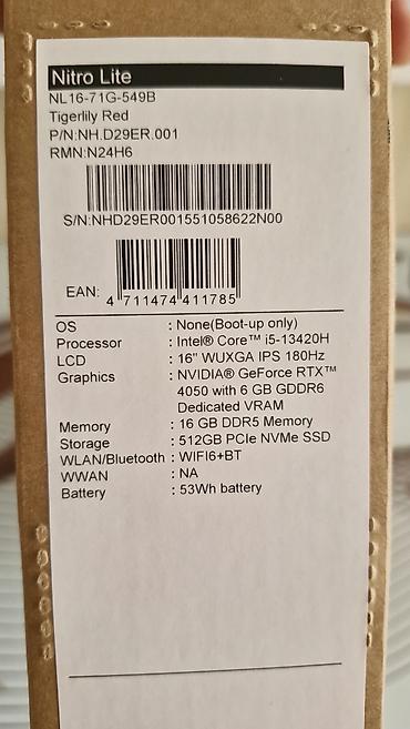 xiomi redmi 9 t: Acer Nitro Lite NL16-71G-549B oyun və performans noutbuku. Model — 2