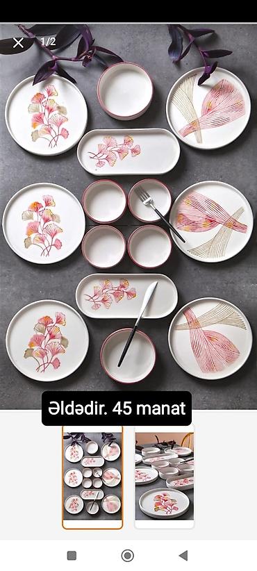 saxsı qablar satışı: Nahar dəsti, rəng - Ağ, Farfor — 1