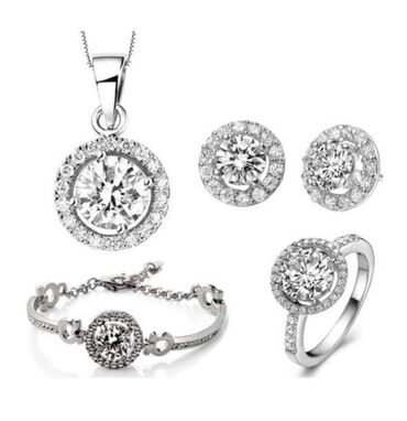 Setovi nakita: Set: Narukvica, Kruna, Minđuše, Materijal: Perlice, Cirkon, Biser — 9