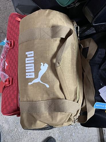 Спортивная/дорожная сумка Puma, цвет бежевый (хаки). Формат – duffel