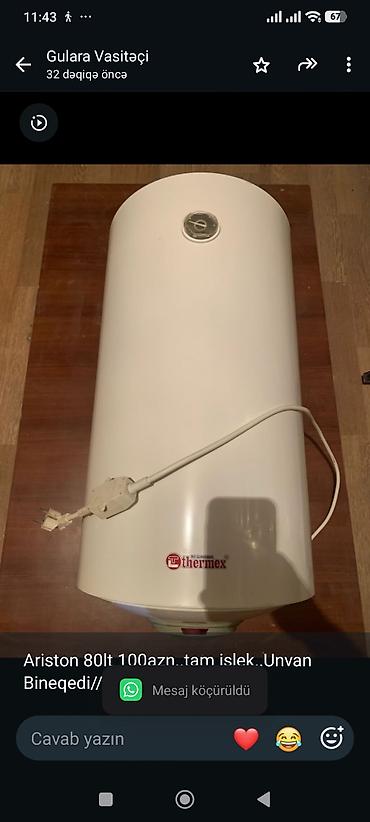 Ariston 80lt 100azn. tam işlek. Unvan Bineqedi//2593c//glr lalafo.az -da Ariston 80lt 100azn. tam işlek. Unvan Bineqedi//2593c//glr