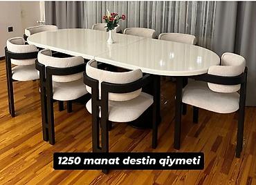tek kreslo: Qonaq otağı üçün, Yeni, Açılan, Oval masa, 8 stul — 1