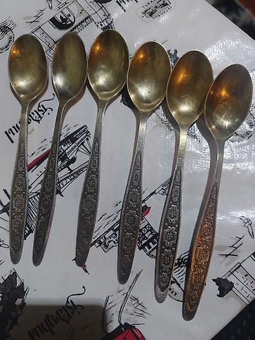 gumuş qaşiqlar: Məhsul: 6 ədəd çay qaşığı dəsti - Material: damğaya əsasən 875 əyarlı — 1