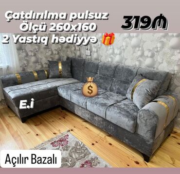 mebel stul: Künc divan, Yeni, Açılan, Bazalı