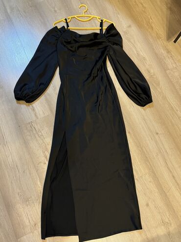 Женская одежда: Вечернее платье, Длинная модель, Атлас, С рукавами, S (EU 36), M (EU 38)