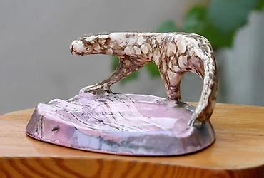 Figure: Vtg figuralna pepeljara oblik pantera Mid-Century style rare. Unikatna — 5