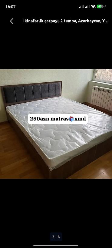Çarpayılar: Yeni, İkinəfərlik çarpayı, Bazasız, Matras ilə, Siyirməsiz, Azərbaycan — 1