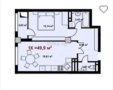 квартиры в манасе: 1 комната, 50 м², Кок-Жар мкр Элитка, 3 этаж, ПСО (под самоотделку) — 7