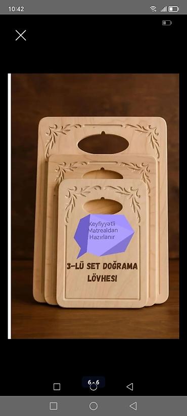 3 luk taxta: 3-lü doğrama lövhəsi seti - Material: keyfiyyətli taxta (təbii ağac — 1