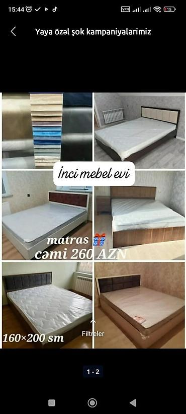 Çarpayılar: Yeni, İkinəfərlik çarpayı, Bazalı, Matras ilə, Siyirməsiz, Azərbaycan — 1