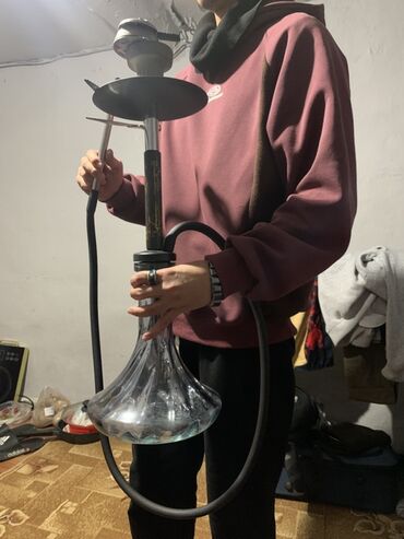 модель на маникюр: Кальян комплект - Высокая колба из прозрачного стекла с рельефными