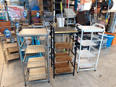 Digər qab-qacaq və mətbəx ləvazimatları: Meyvə-tərəvəz yiğmaq uçun polkalar 3 mertebe tekerli ve 4 mertebe — 11