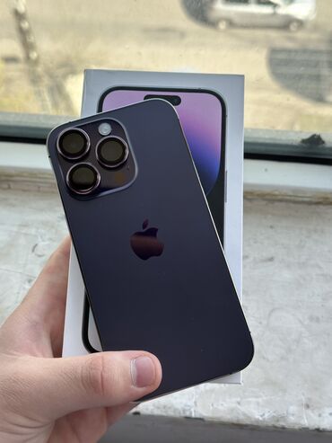 Apple iPhone: IPhone 14 Pro, Б/у, 128 ГБ, Deep Purple, Защитное стекло, Чехол, Кабель, 100 %