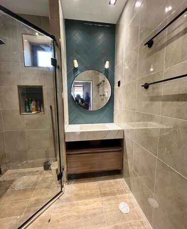 Duş kabinaları, arakəsmələr: Dəbli dizaynı ilə seçilən, müasir üslubda hazırlanmış hamam dəsti