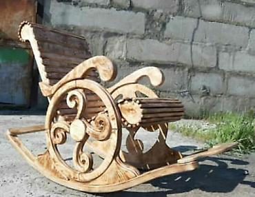 parta satilir: Taxta yelləncək kreslo – əl işidir - Material: tam ağac (masiv) — 3