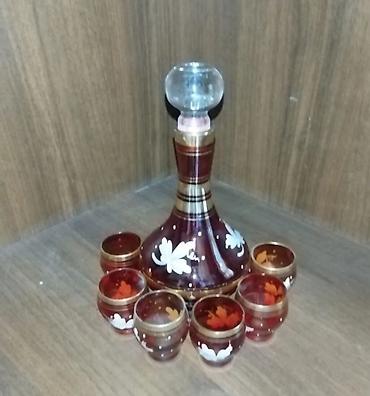 Şüşə qrafin və 6 stəkanlıq dəst islenmeyib sovet malidi - Material