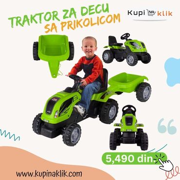 Sve za dečije igralište: Dečiji traktor sa prikolicom – pedalan - Dizajniran za vožnju na — 3
