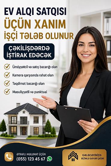 satici qiz axtariram: Makler tələb olunur, Təcrübəsiz, Dəyişən qrafik — 1
