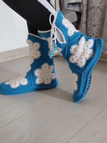 Домашние тапочки: Домашние тапочки, 38.5, Новый, цвет - Голубой, Самовывоз — 9