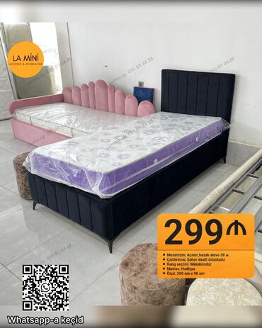 Sifarişlə mətbəx mebeli: Təknəfərlik çarpayı, Bazalı, Matras ilə