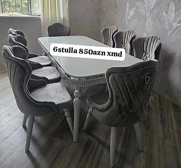 Masa və oturacaq dəstləri: Yemək dəsti seçimləri - Klassik dizaynlı, oyma detallı süfrə və 6 — 17