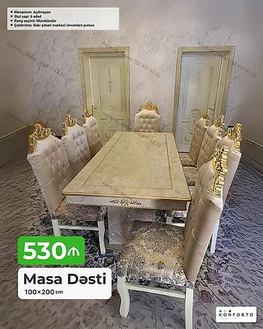 Masa Dəsti – 100×200 sm - Komplekt: masa + 6 ədəd stul - Mexanizm