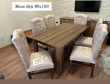 Yemək otağı üçün dəst – masa və 6 ədəd stul. - Masa ölçüsü: 90x160 lalafo.az -da Yemək otağı üçün dəst – masa və 6 ədəd stul. - Masa ölçüsü: 90x160