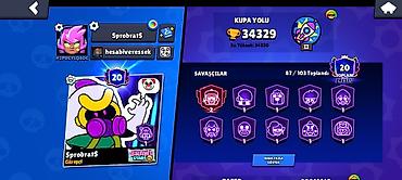 Другое: Brawl stars hesab təcili satılır
 34 k kupa 20 Prestij 87 karakter — 1