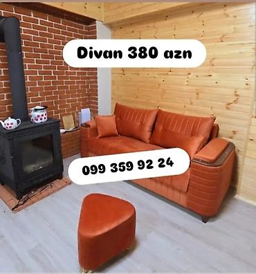 cay evi divan: Məhsul: Divan + puf - Rəng: yanıq narıncı/terrakota tonları - — 1