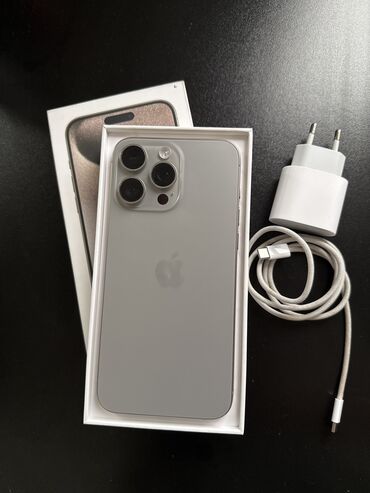 Apple iPhone: IPhone 15 Pro Max, 256 GB, Gümüşü, Zəmanət, Face ID, Sənədlərlə