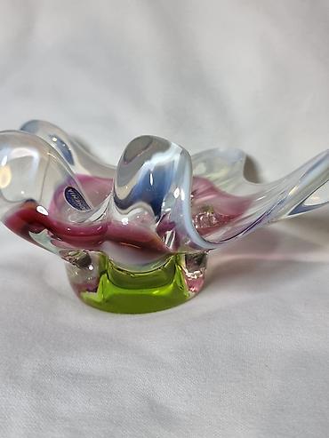 Вазы: Bohemia, художественное стекло КАНФЕТНТЦА РЕДКАЯ С БЕЛОЙ КАЙМОЙ — 3