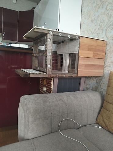 Quşlar üçün əl işi qəfəs - Material: taxta karkas və metal tor