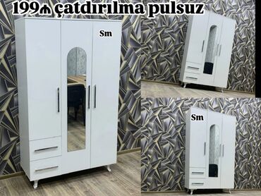 Dolablar: Yeni, Açılan, 3 qapılı Düz dolab, Qarderob, paltar dolabı — 2