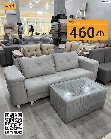 Mebel: Divan – 230 sm Müasir və zərif dizayna malik bu divan açıq boz rəngdə — 1